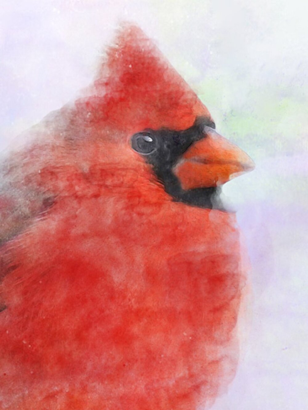 Crimson Cardinal in Dreamlight 8x10 Watercolor Bird Art Print Wall Decor